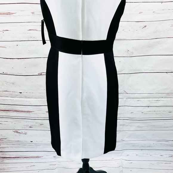 Elie Asl Women's Sheath Dress Sleeveless Black /White Colorblock Size 8 - Picture 4 of 10